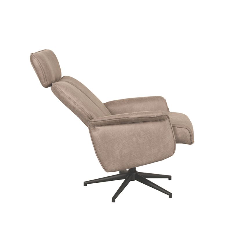 LABEL51 Relaxfauteuil Verdal - Taupe Micro Suede | Zwart Metaal - 77x79x109 cm