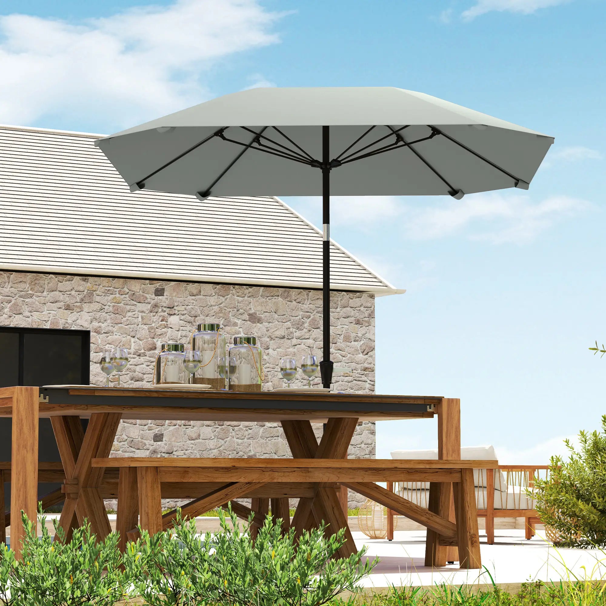 Nancy's Alviobeira Parasol - Tuinparasol - Kantelbaar - Grijs - ± Ø 230 cm