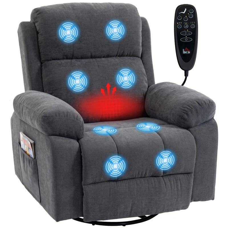 Nancy's Valmontone Massagestoel - Massagefauteuil - Relaxfauteuil - Trilmassage & Warmte - Volledig Verstelbaar - Grijs - Chenille