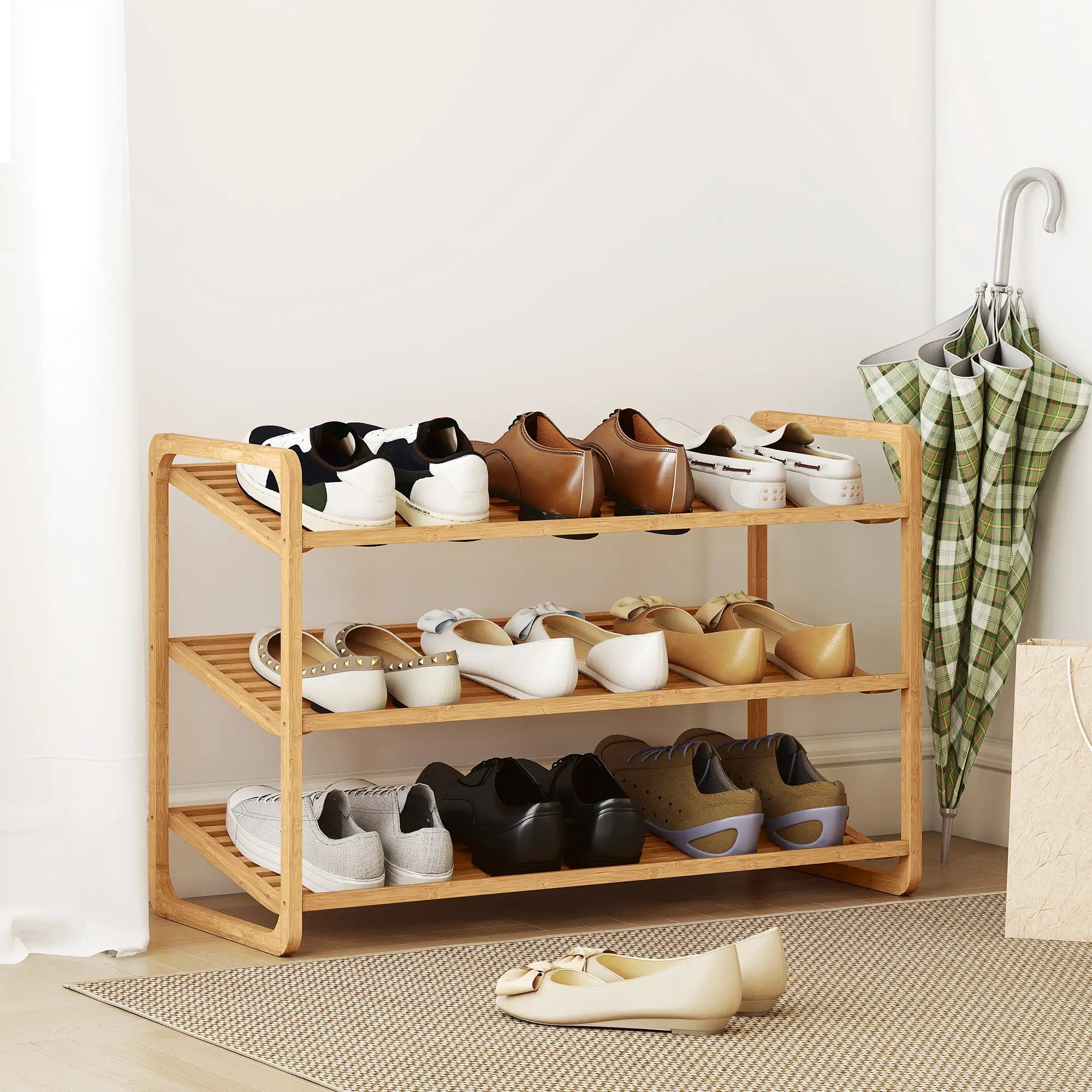 Nancy's Malfa Schoenenrek - Opbergrek voor schoenen - Naturel hout - Bamboe - ± 75 x 35 x 50 cm