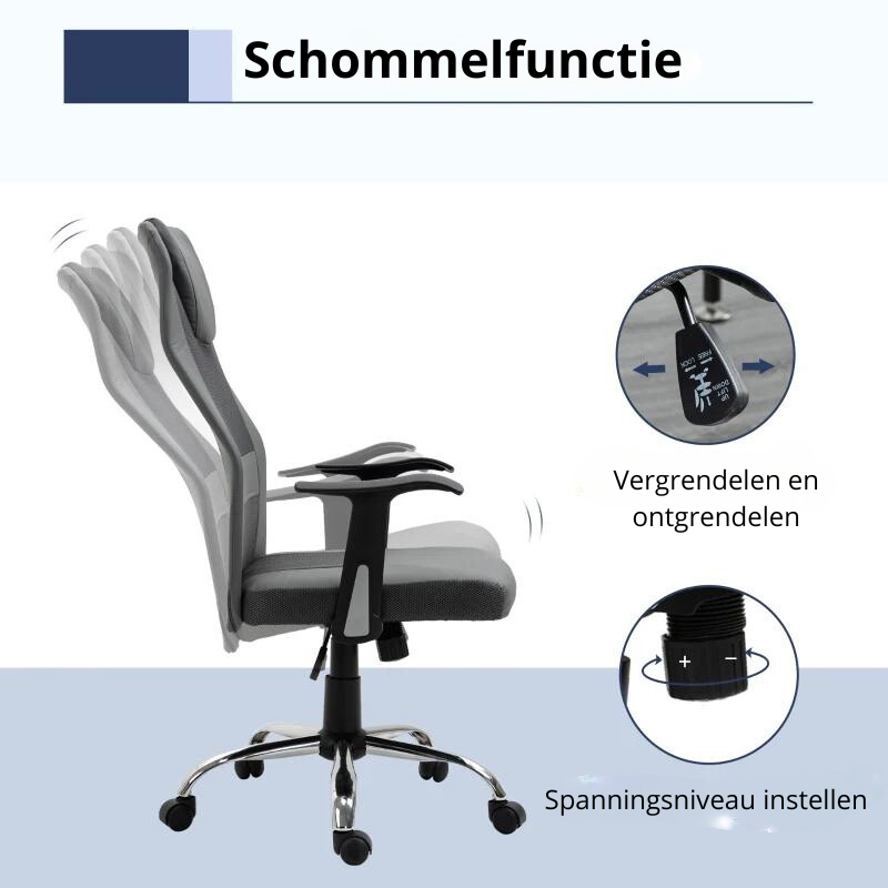 Nancy's Haulover Bureaustoel - Ergonomisch - Draaibaar - In Hoogte Verstelbaar - Grijs - Kunstleer