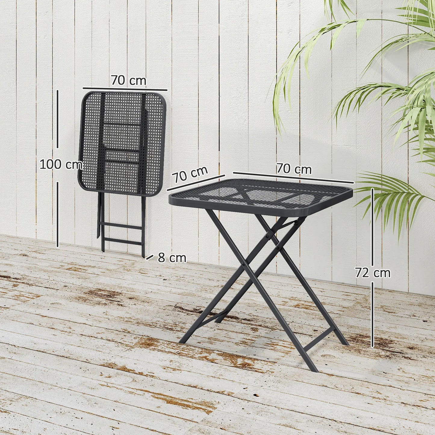 Nancy's Garda Balkontafel - Tuintafel - Terrastafel - Zwart - Staal - ± 70 x 70 x 70 cm