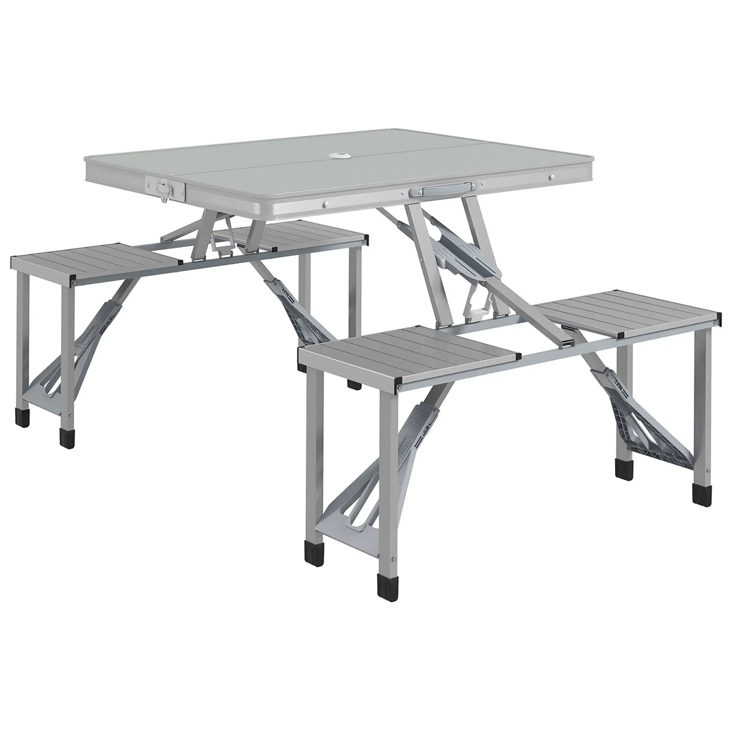 Nancy's Eboli Picknicktafel - Campingtafel - 4-Persoons - Draagbaar - Opvouwbaar - Grijs - ± 85 x 135 x 65 cm