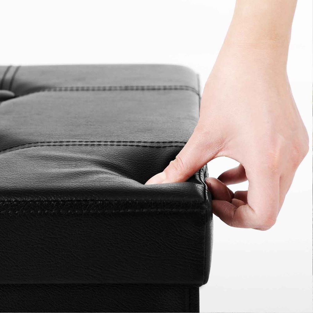 Nancy's Waimer Canapé Simili Cuir avec Espace de Rangement - Repose-pieds - Canapé - Rangement Noir
