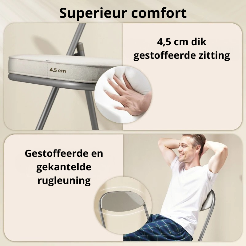 Nancy's Oliveri Klapstoelen - Set van 4 - Vouwstoel - Corduroy - Crèmewit