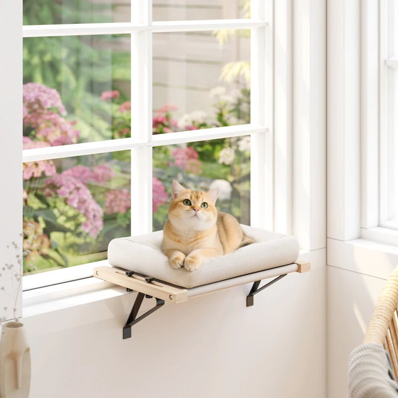 Nancy's Nocera Kattenbed - Kattenplank - Verstelbaar - Crèmewit / Naturel - ± 50 x 35 x 25 cm