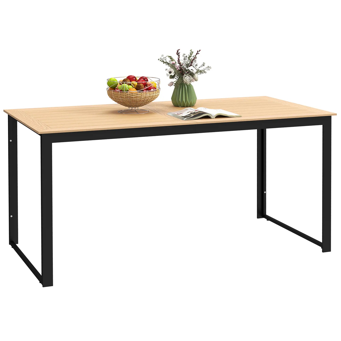 Nancy's Cornedo Tuintafel - Terrastafel - Eettafel voor Buiten - Teak / Zwart - ± 160 x 80 x 75 cm