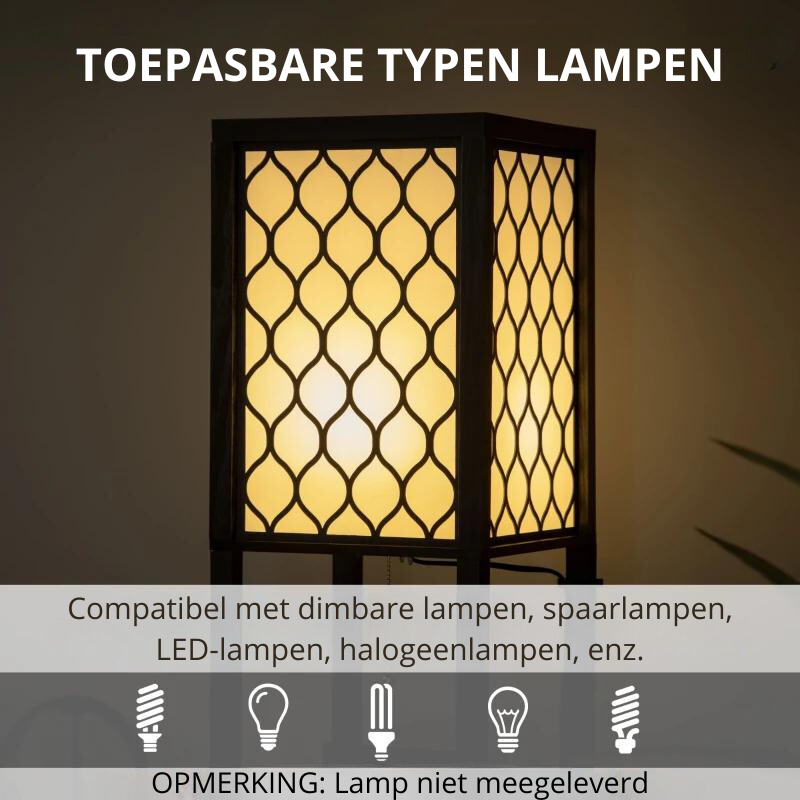 Nancy's Ardenza Vloerlamp - Staande Lamp - Met Opbergruime - Zwart / Wit