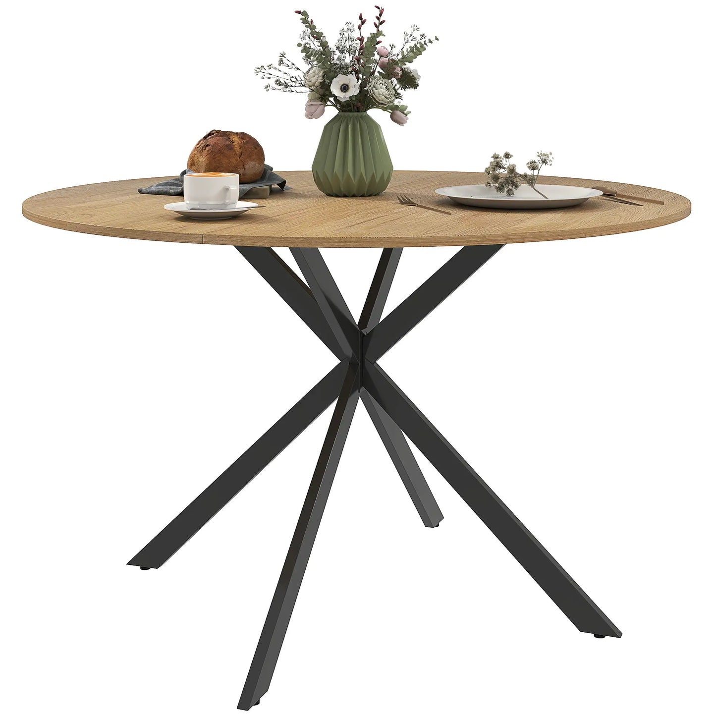 Nancy's Lavarone Ronde Eettafel - Eiken / Zwart - Ø120 x 75H cm