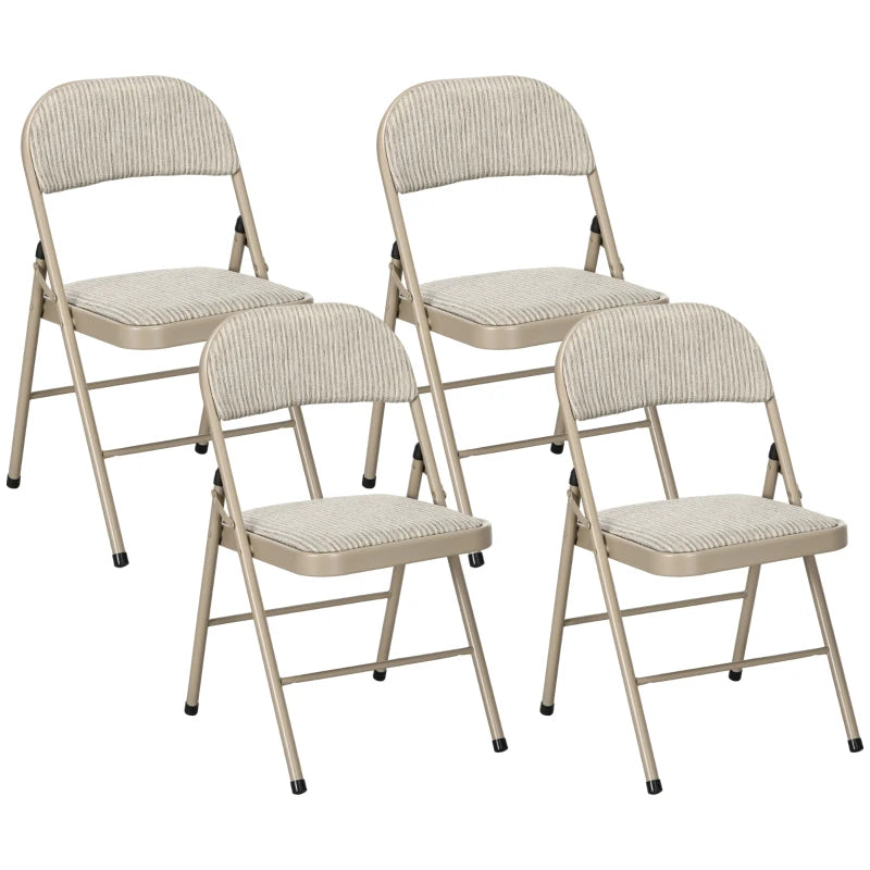 Nancy's Noto Klapstoelen - Set van 4 - Vouwstoel - Beige - Staal / Linnen