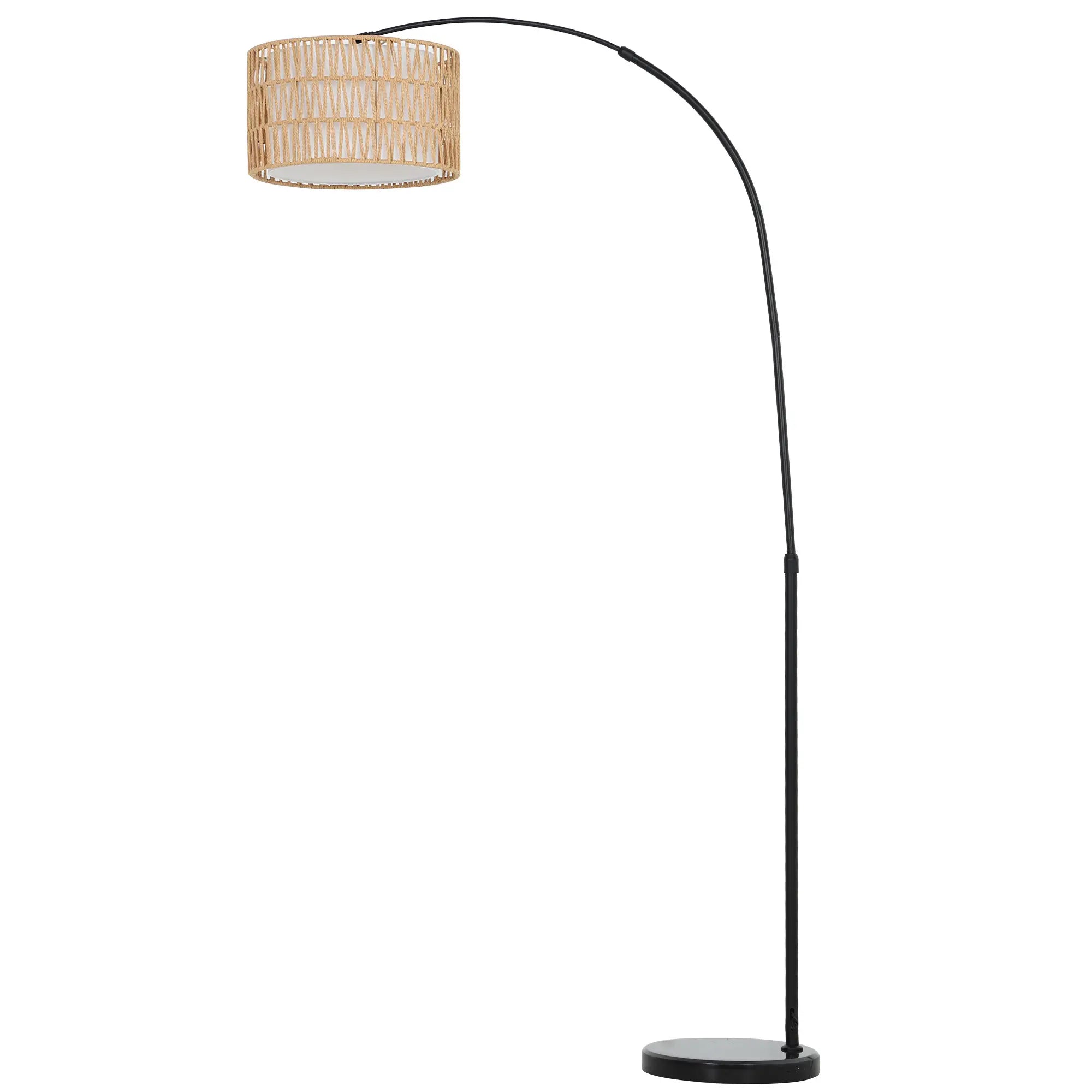 Nancy's Godrano Vloerlamp - Staande Lamp - In Hoogte Verstelbaar - Zwart / Bruin / Wit