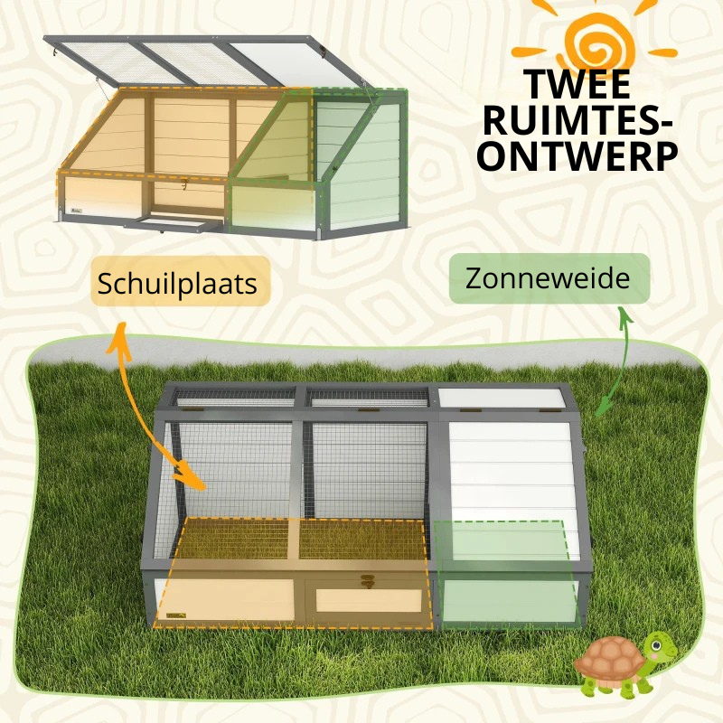 Nancy's Nibbiano Schilpaddenhuis - Schilpaddenverblijf - Schildpadhuis - Wit - Dennenhout - 120L x 55B x 20/50H cm