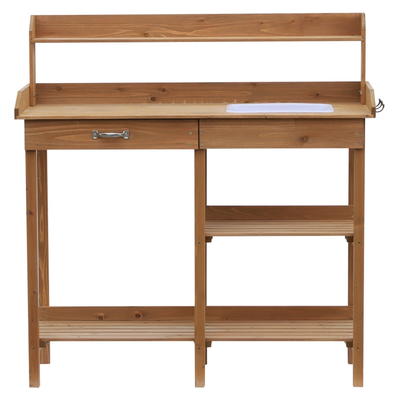 Nancy's Don Benito Planttafel - Tuinwerktafel - Werktafel - Natuurlijk - Dennenhout - ± 120 x 45 x 120 cm