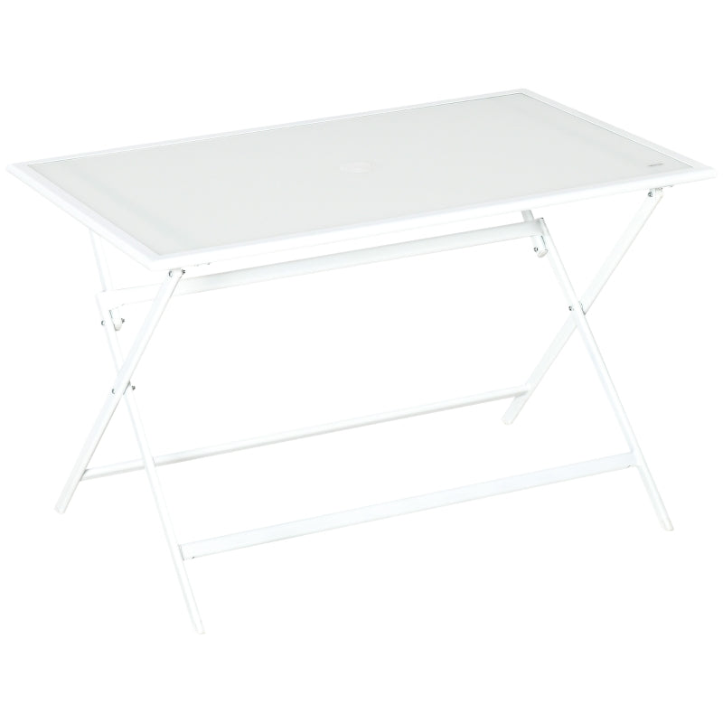 Nancy's Trujilo Campingtafel - Picknicktafel - Tuintafel - Wit - Glas - 110 x 70 x 70 cm