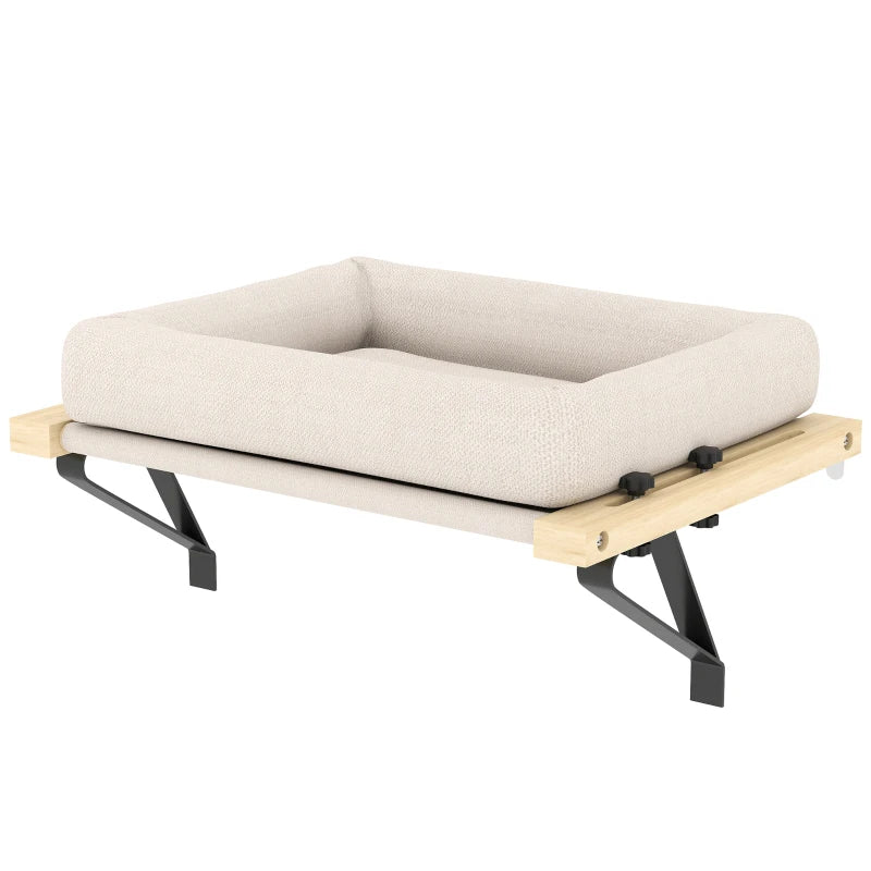 Nancy's Nocera Kattenbed - Kattenplank - Verstelbaar - Crèmewit / Naturel - ± 50 x 35 x 25 cm