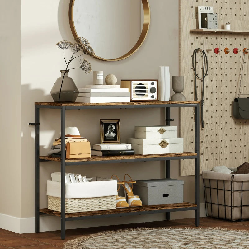 Nancy's Melzo Sidetable - Consoletafel - Bijzettafel - Bruin / Zwart - ± 100 x 35 x 80 cm