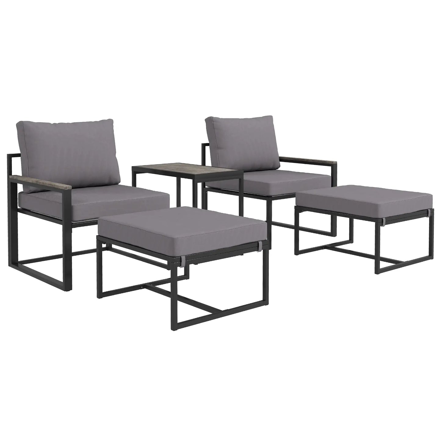 Nancy's Cisternino Loungeset - Tuinset - Tuinmeubelset - 5-Delig - Grijs / Zwart