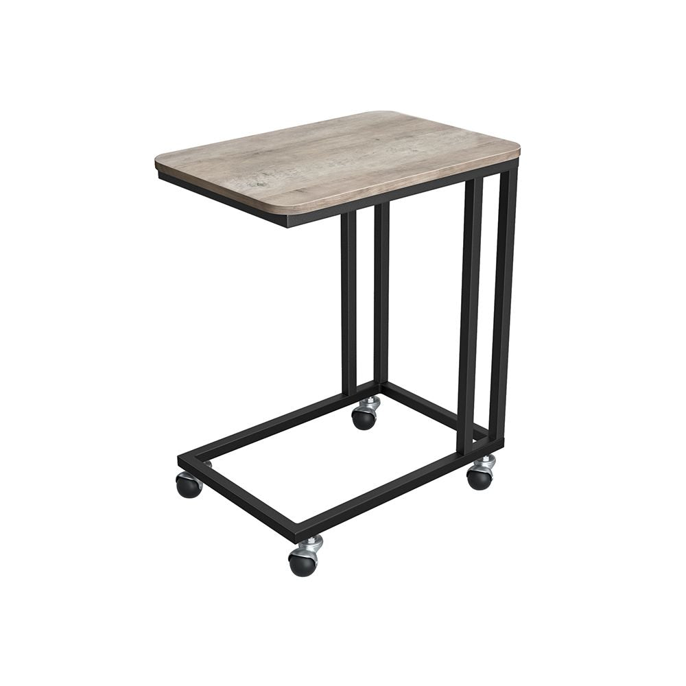 Nancy's Beiriz Bijzettafel Op Wieltjes - Laptoptafel - Grijs / Zwart - 50 x 35 x 55 cm