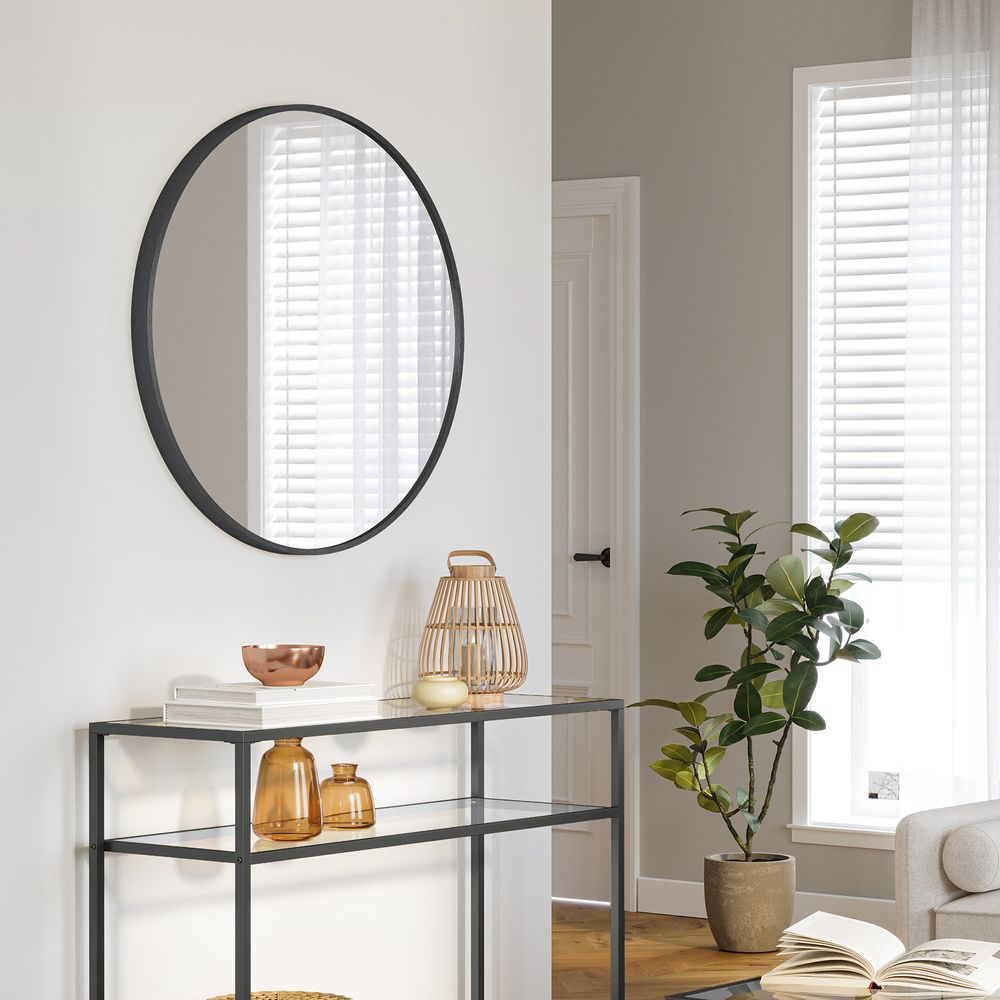 Nancy's Boivao Badkamerspiegel - Zwart - Rond - Ø 76 cm