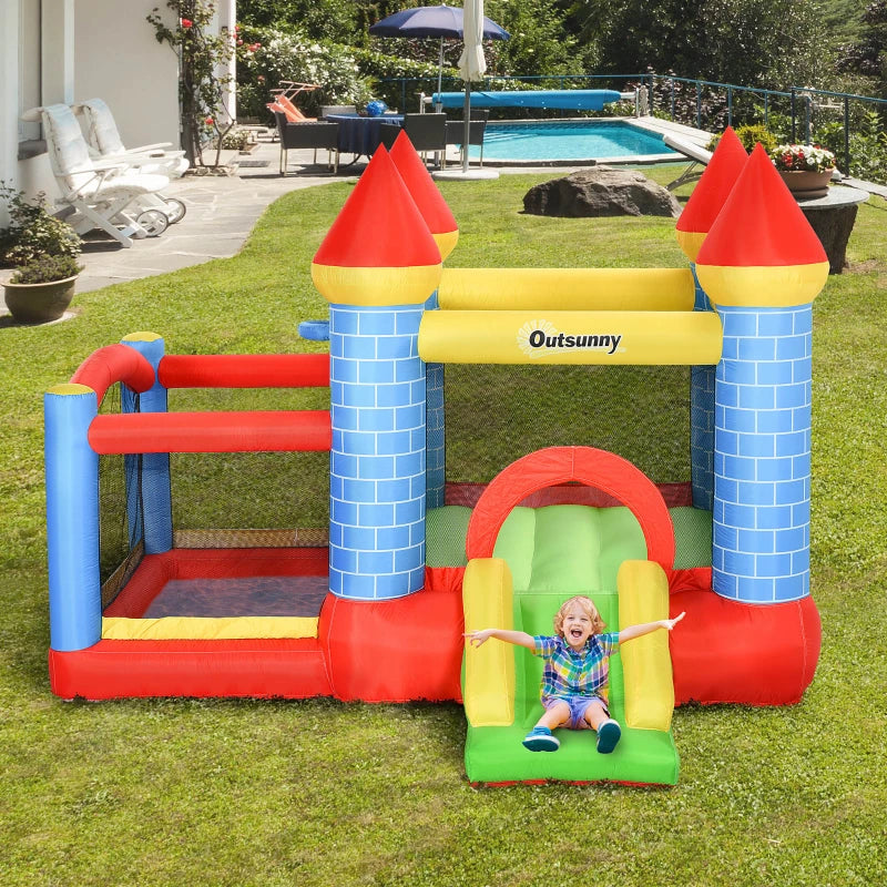 Château gonflable Alvarelhos de Nancy avec toboggan / piscine d'eau / panier - Château gonflable - Multicolore - 280 x 260 x 210 cm