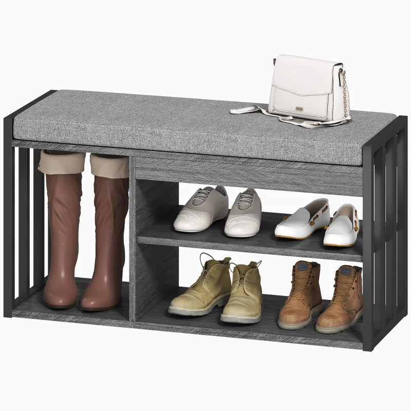 Nancy's Onore Schoenenbank - Schoenenrek - Opbergbank - Grijs - ± 85 x 30 x 45 cm