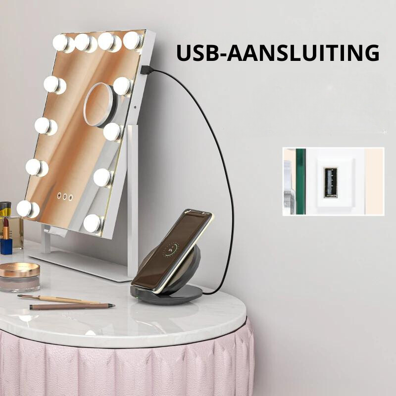 Nancy's Carragozela Make-up Spiegel - Beautyspiegel - Met LED Verlichting - 10x Vergroting - Draaibaar - ± 35 x 45 cm