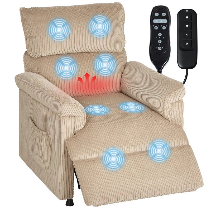 Nancy's Ozieri Massagestoel - Relaxfauteuil - Vibratiemassage en warmtefunctie - Bruin - Corduroy