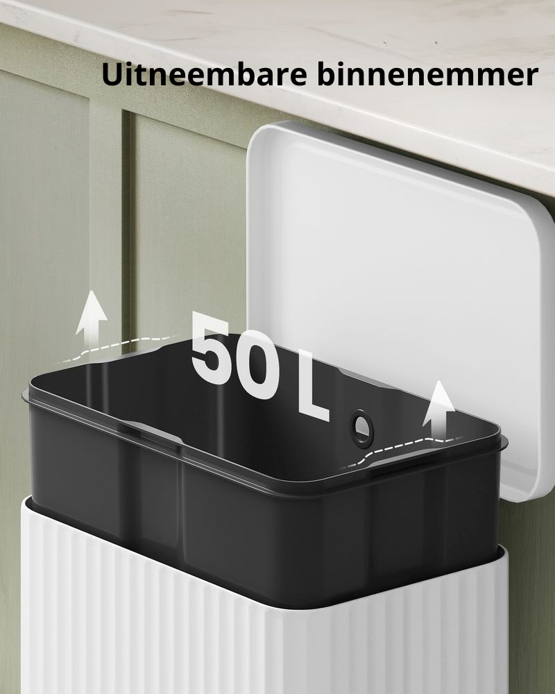 Nancy's Pralormo Pedaalemmer - Afvalbak - Prullenbak - Wit - 50 Liter