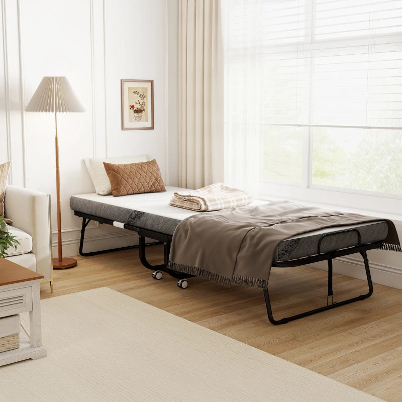 Nancy's Mirandola Logeerbed - Opklapbed - Vouwbed - Reisbed - Wit / Zwart
