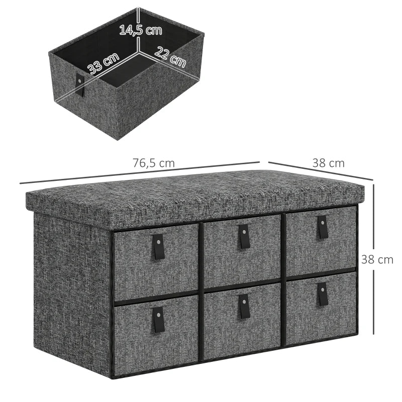 Nancy's Orbassano Schoenenbank - Opbergbank - 6 Lades - Grijs - ± 75 x 40 x 40 cm