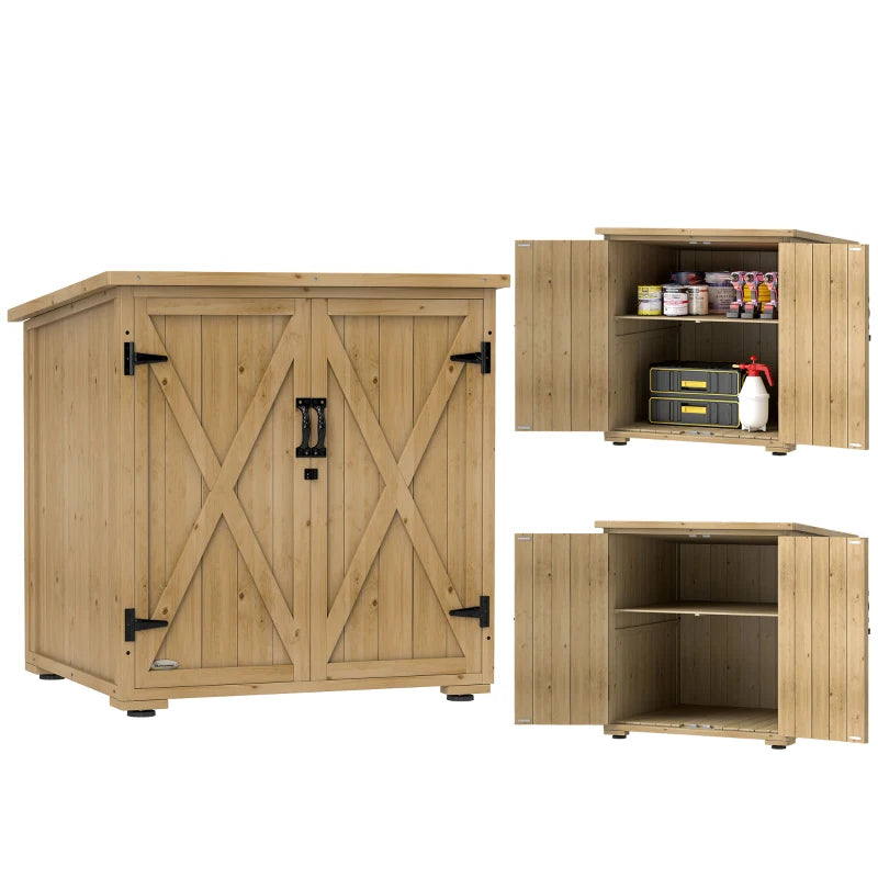 Nancy's Taceno Tuinkast - Opbergschuur - Opbergkast voor buiten - Gereedschapshok - Dennenhout - ± 75 x 90 x 83/90 cm