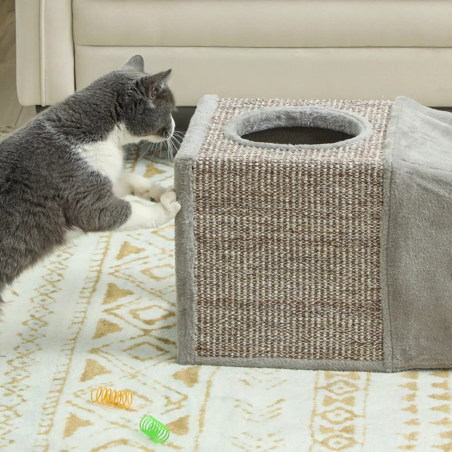 Nancy's Frassino Kattentunnel - Kattengrot - Bruin / Grijs - ± 100 x 30 x 30 cm