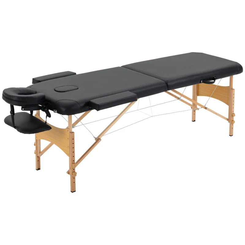 Nancy's Altopascio Massagetafel - Behandeltafel - Opvouwbaar - In hoogte verstelbaar - Zwart - Beukenhout / Kunstleer