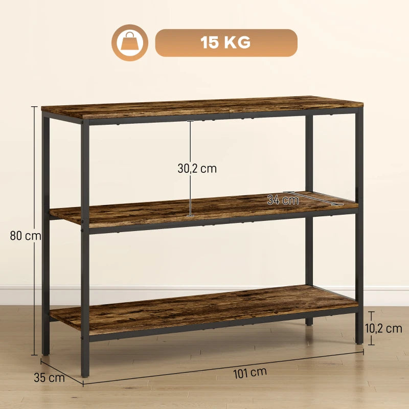 Nancy's Melzo Sidetable - Consoletafel - Bijzettafel - Bruin / Zwart - ± 100 x 35 x 80 cm