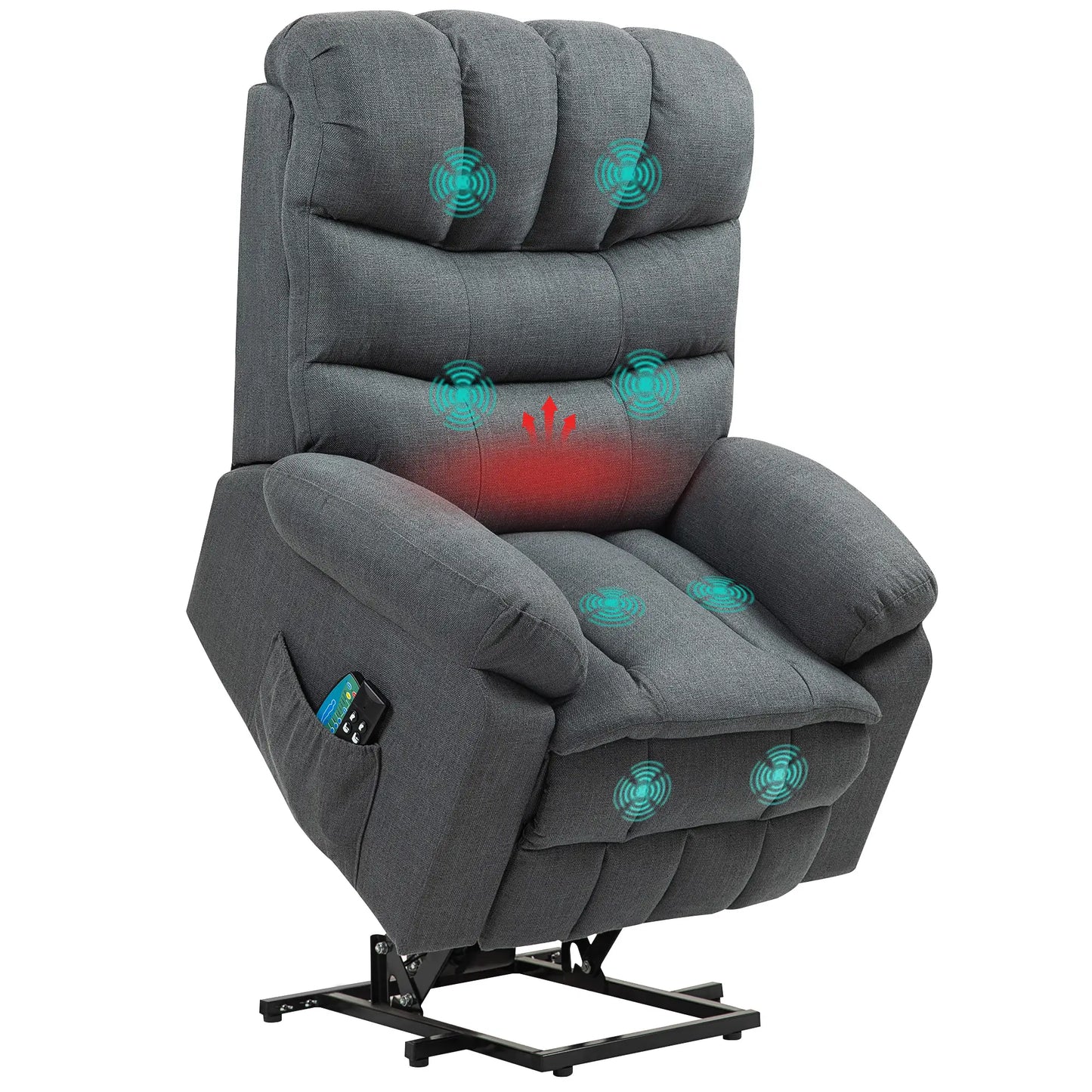 Nancy's Malgrate Sta op stoel - Seniorenstoel - Relaxfauteuil - Massagestoel - Grijs - Linnen