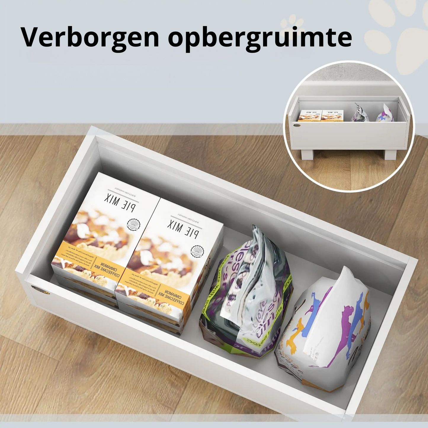 Nancy's Marecos Voerstation - Voerbakken - Drinkbakken - Wit - ± 20 x 50 x25 cm