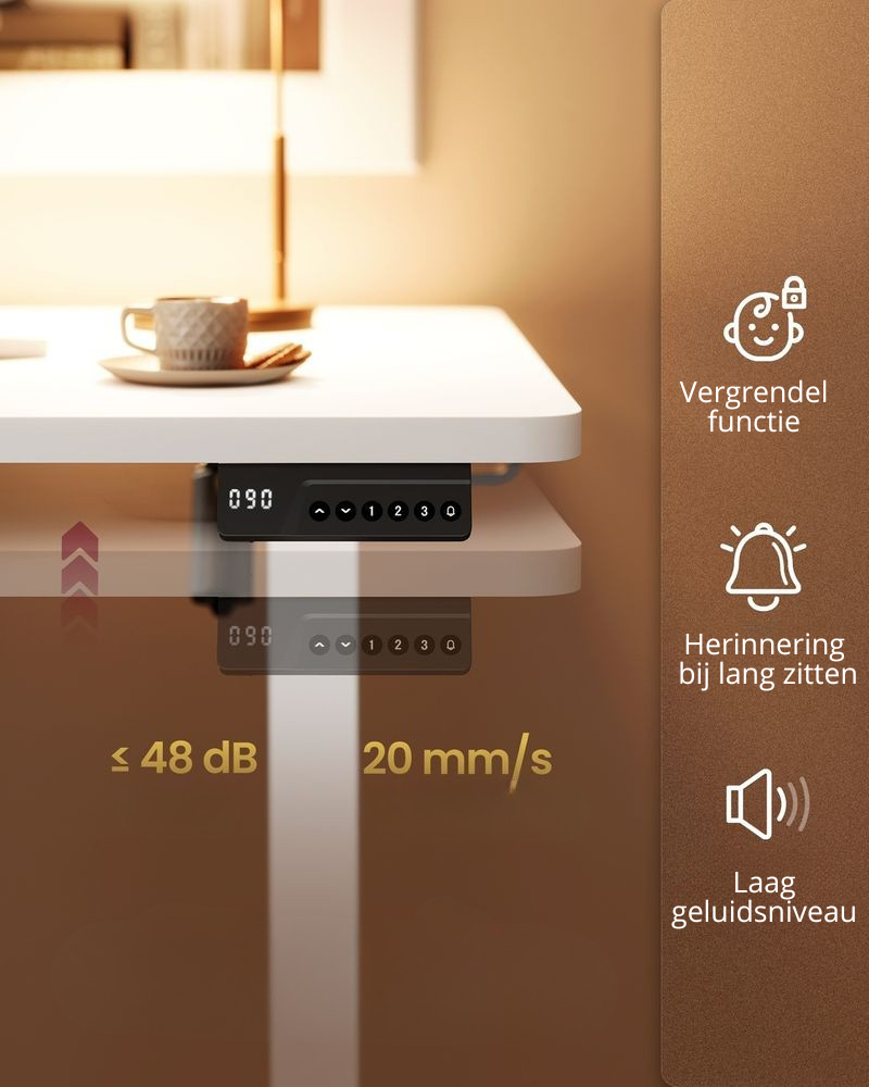 Nancy's Pozzuoli Verstelbare Bureau - Elektrisch Bureau - Zit/Sta Bureau - Wit - 120 x 60 x 72-120 cm