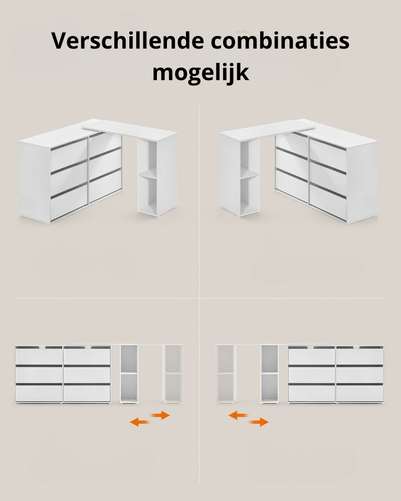 Nancy's Nagozela Kaptafel - Make Up Tafel - Met Spiegel - Wit - Multifunctioneel