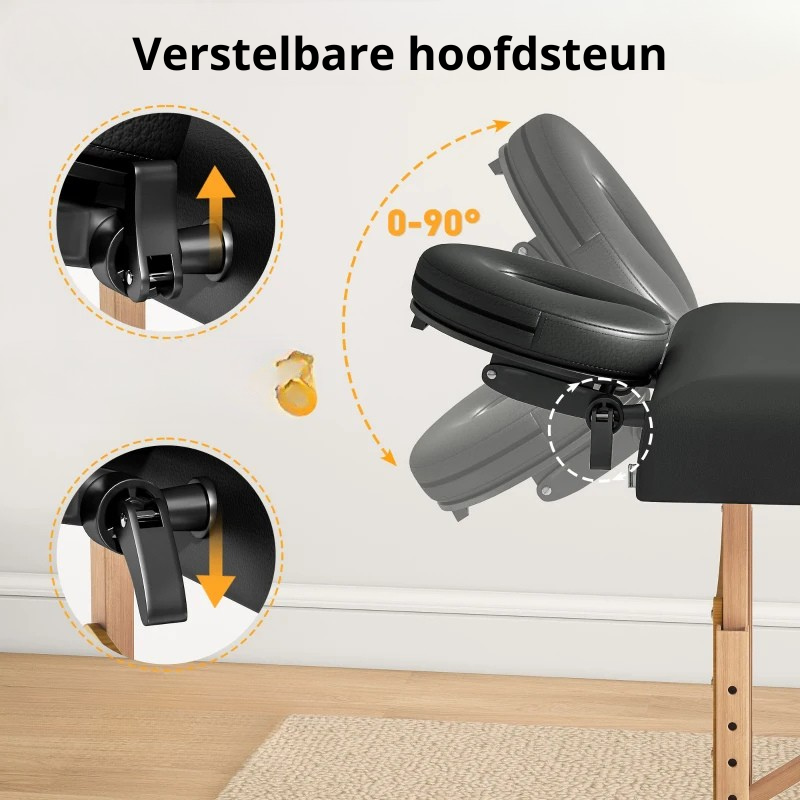 Nancy's Maratea Massagetafel - Behandeltafel - Verstelbare hoogte en hoofdsteun - Zwart - Kunstleer