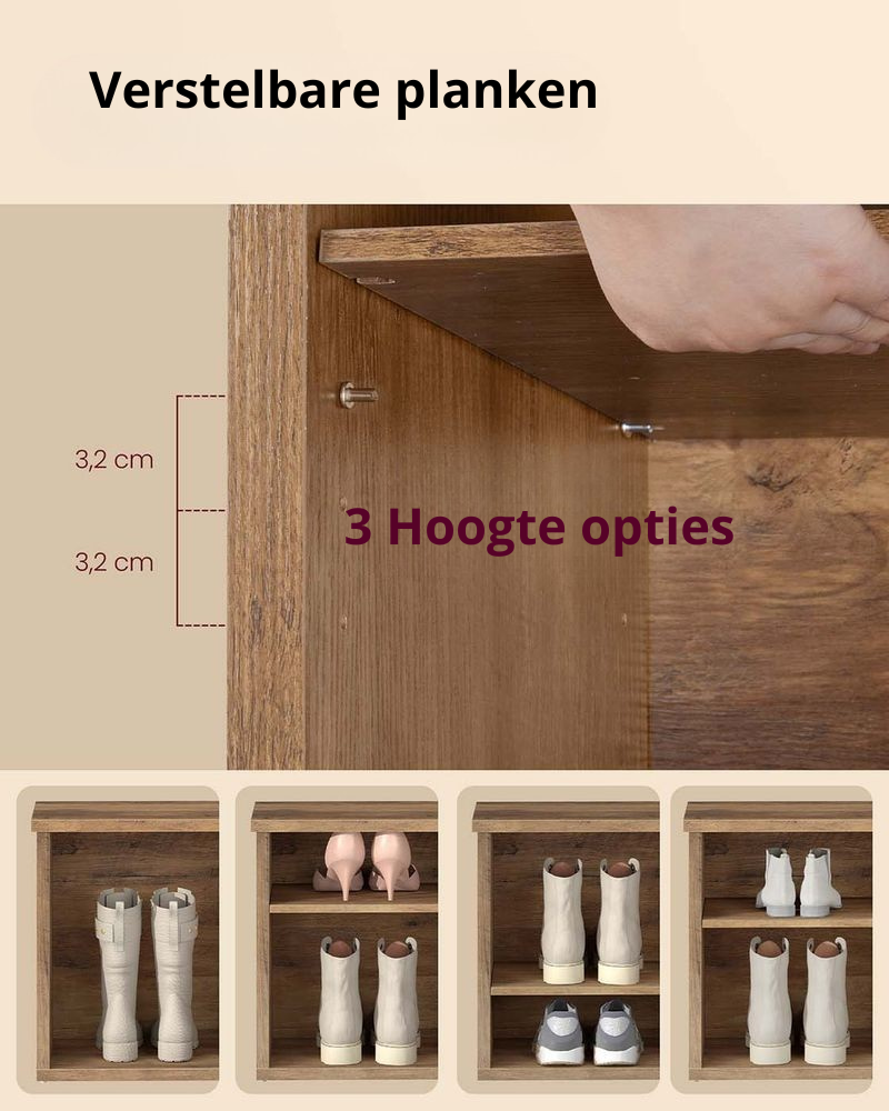 Nancy's Offagna Schoenenkast - Schoenenrek - Opbergkast voor schoenen - Honingbruin - ± 100 x 30 x 50 cm
