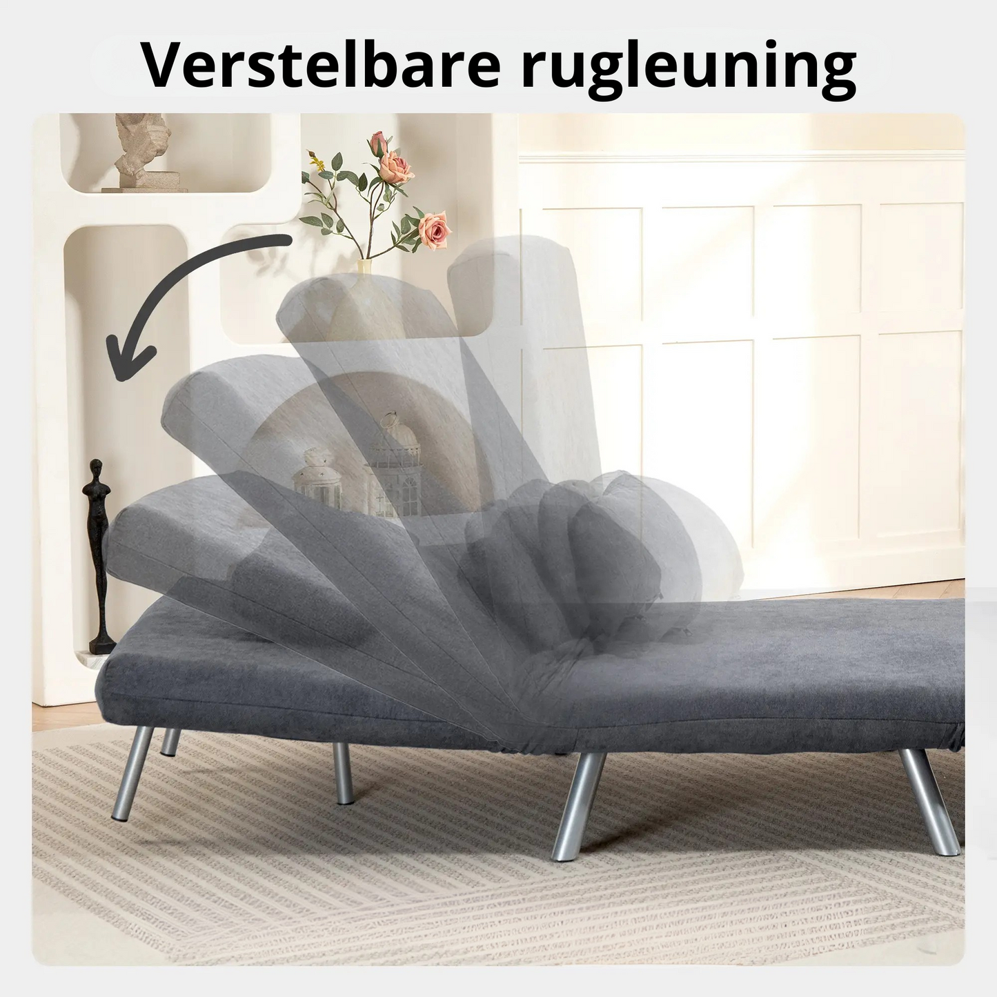 Nancy's Malalbergo Slaapbank - Slaapfauteuil - Verstelbaar - Grijs - Fluweel