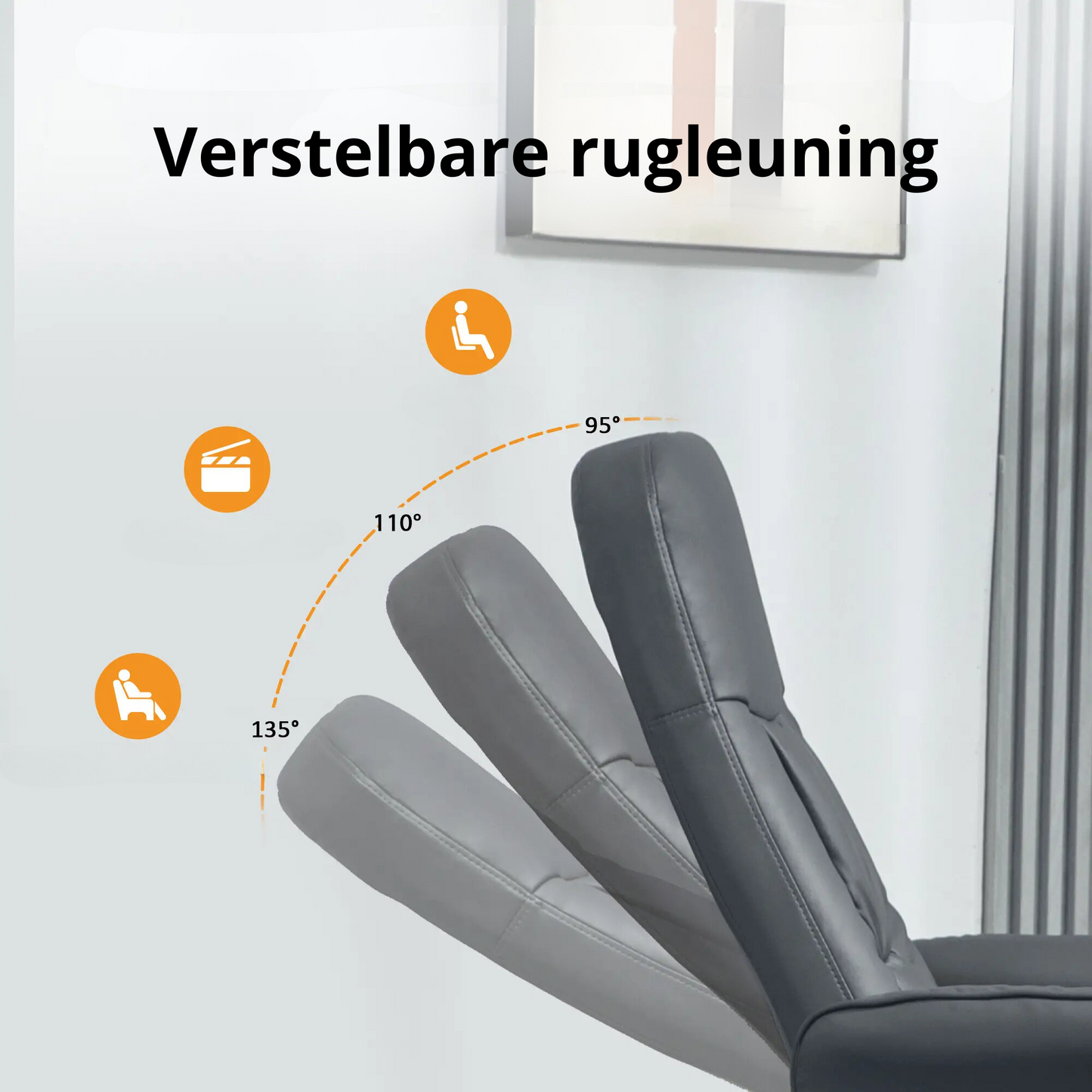 Nancy's Verdelhos Massagestoel met Voetenbankje - Massage Fauteuil - Relaxstoel - Donkergrijs - Kunstleer