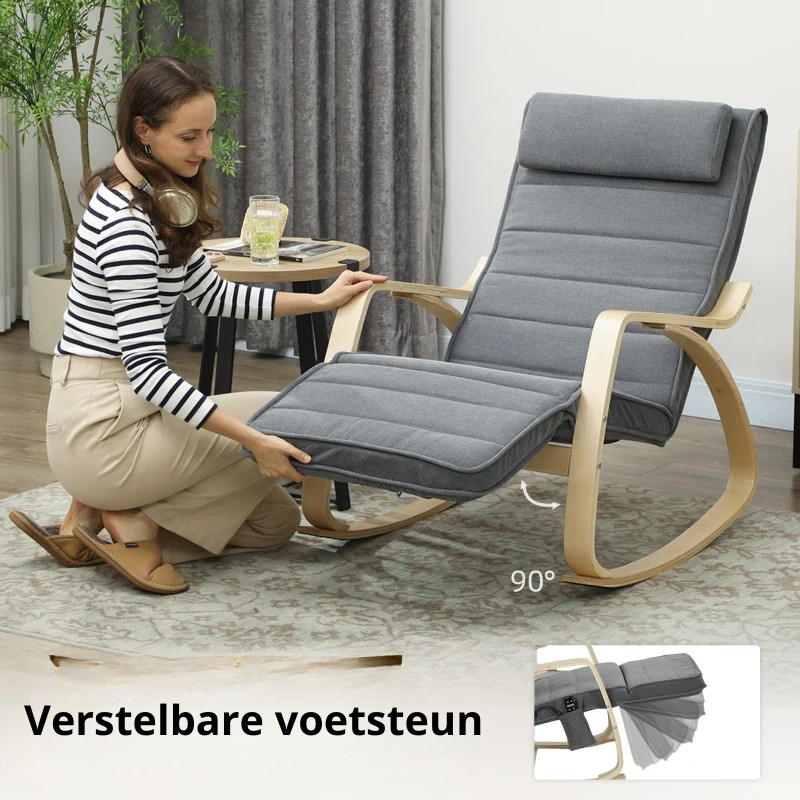 Nancy's Minucciano Massagestoel - Relaxfauteuil - Relaxstoel - Schommelstoel - Grijs / Hout