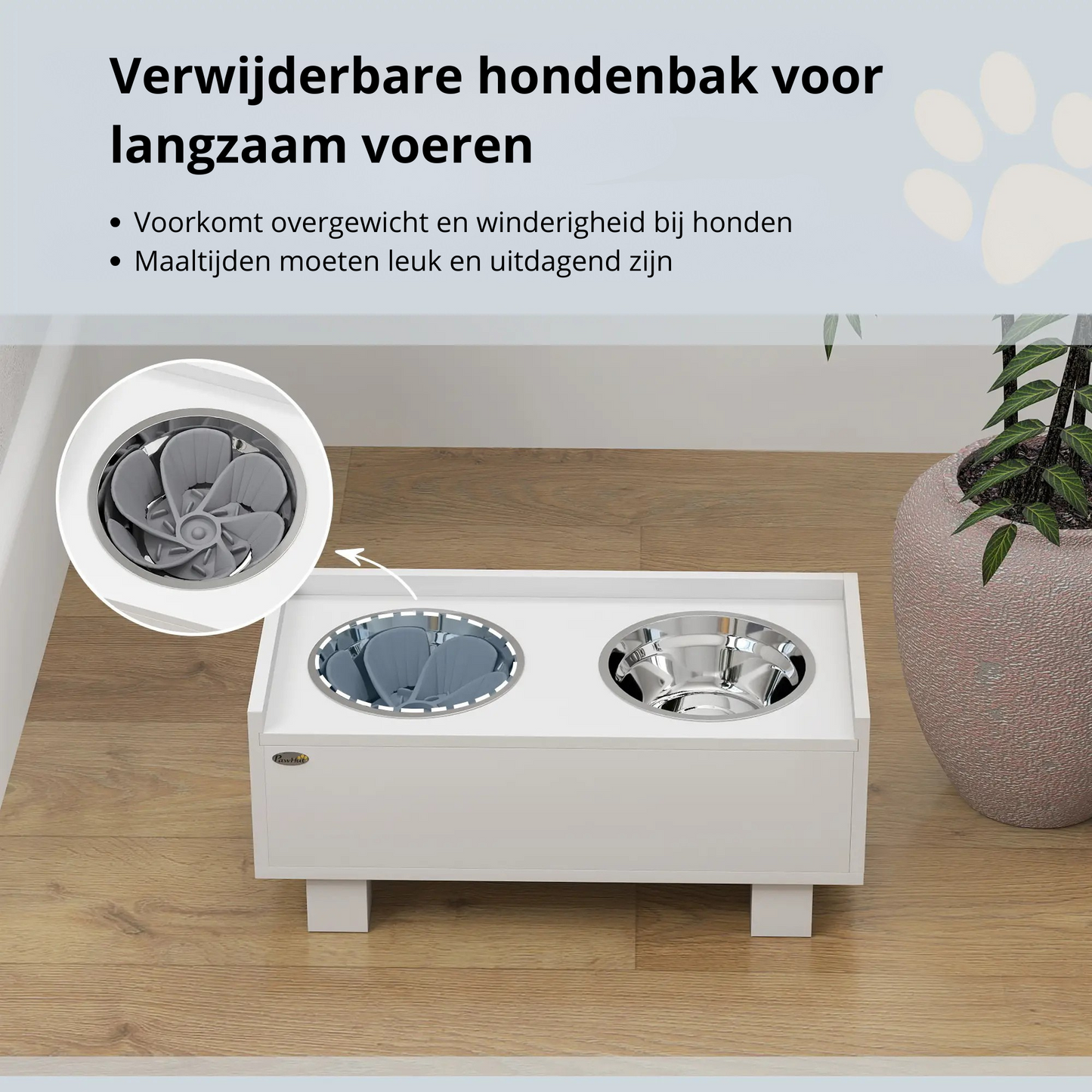 Nancy's Marecos Voerstation - Voerbakken - Drinkbakken - Wit - ± 20 x 50 x25 cm