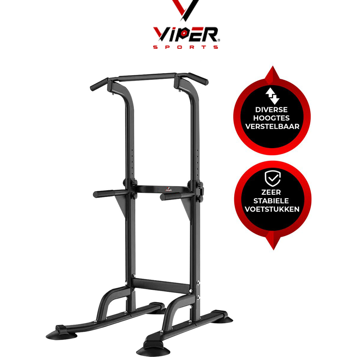 Viper Sports Krachtstation - Trainingsrek - Fitnessrek - Multifunctioneel - Power Tower Met Pull Up bar - In hoogte verstelbaar
