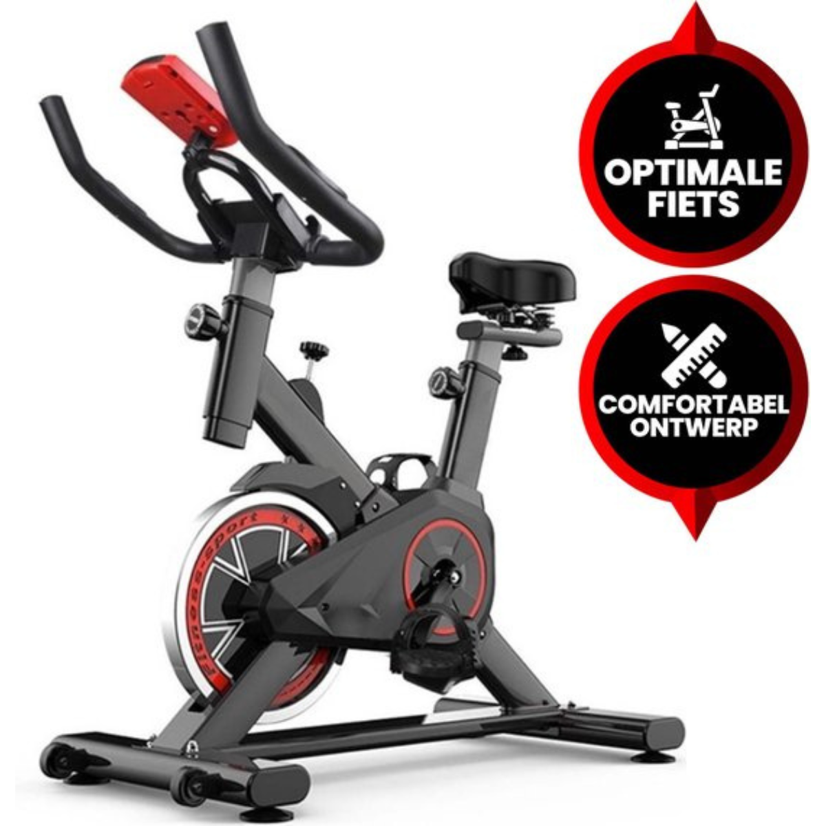 Viper Sports Exercise Bike V-belt drive - Up to 175cm and 150kg - Black/Red