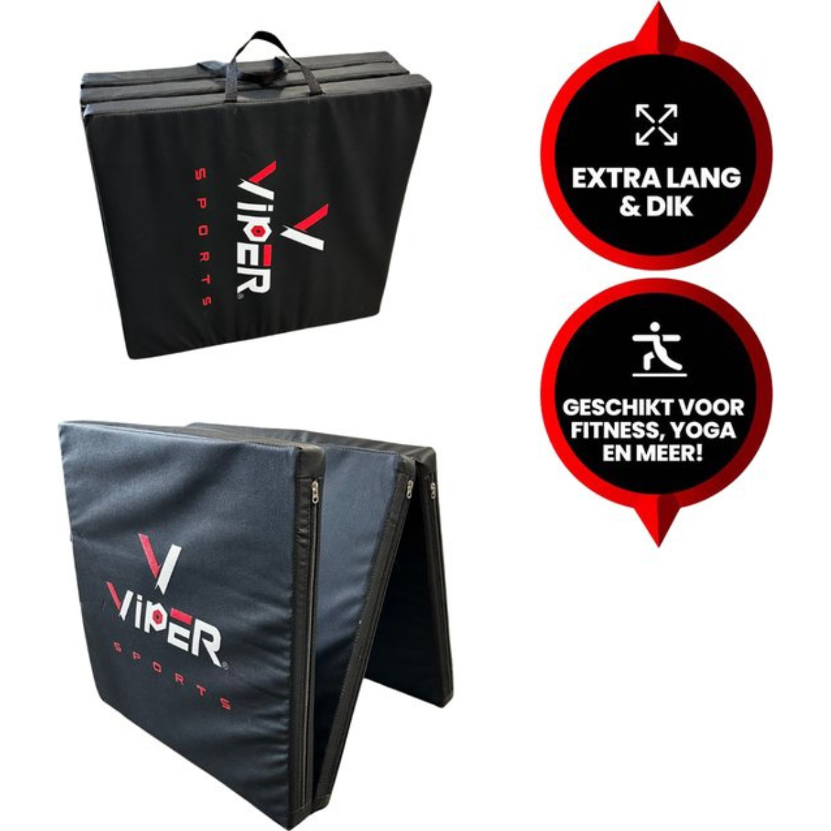 Viper Sports Fitnessmat Opvouwbare Yogamat 180 x 60 x 5cm – Zwart