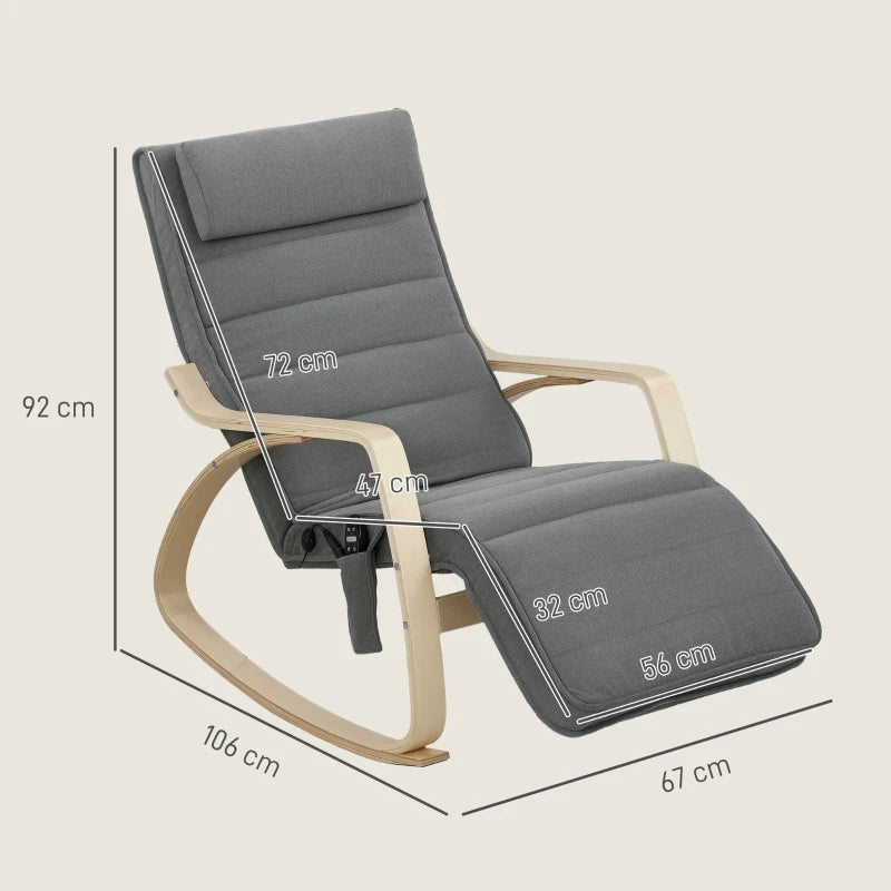 Nancy's Minucciano Massagestoel - Relaxfauteuil - Relaxstoel - Schommelstoel - Grijs / Hout