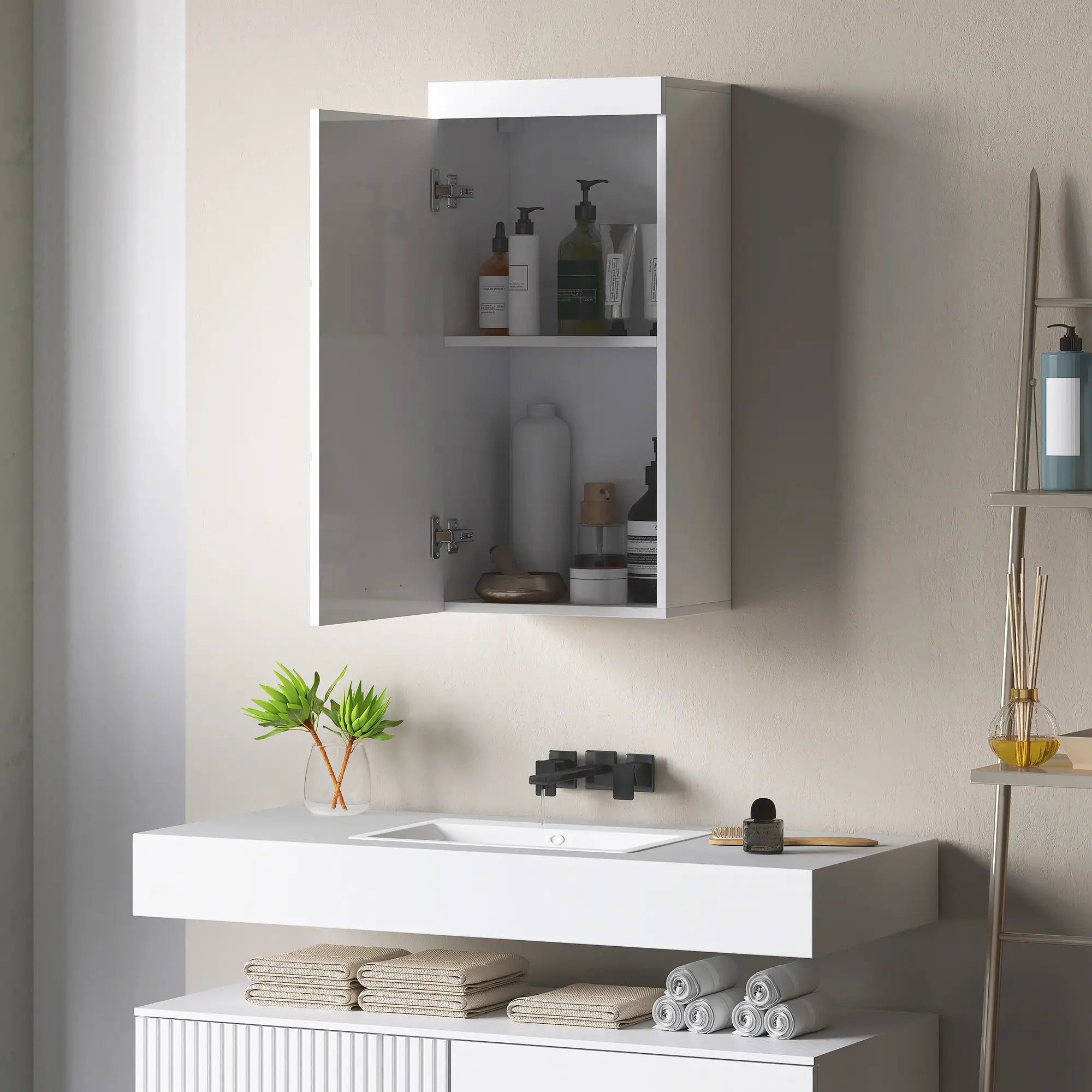 Nancy's Denno Badkamerkast - Badkamermeubel - Wit - 35 x 25 x 75 cm