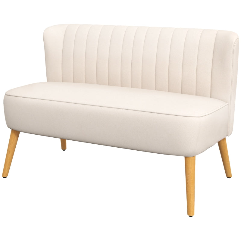Nancy's Hessie Retro design 2-seater sofa - Bench - Off-white - Velvet / Wood - ± 120 x 55 x 80 cm
